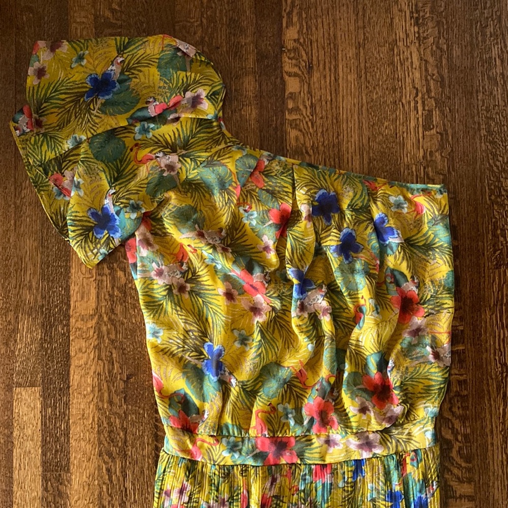 Stunning Women’s Traffic People For Anthropologie Yellow Floral Dress Sz M